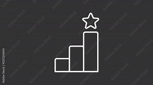 Animated bar chart white icon. Bouncing column diagram with star line animation. Business column diagram with star. Isolated illustration on dark background. Transition alpha video. Motion graphic vídeo de Stock