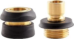 Gilmour 2pc Hose Connector Set, Brass Garden Hose Quick Connect Fittings for Hoses, Nozzles and Sprinklers