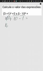 Calculate the value of the expressions: (3 + 1)² + 2 x 5 - 10⁰ = (VIDEO 0207)
