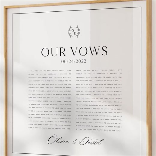 Personalized Wedding Vows Prints | 8 Custom Designs | Photo & Frame Vows Options | Modern His and Her Vows Art, Anniversary Gift for Couple - Etsy