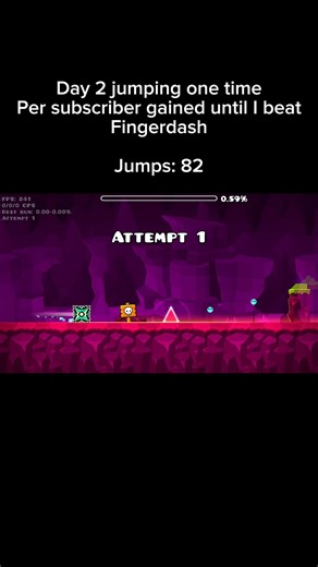Day 2 of jumping one time per subscriber gained until I beat Fingerdash #gd #shorts