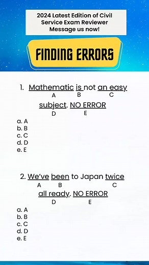 Civil Service Exam Reviewer: Finding Errors