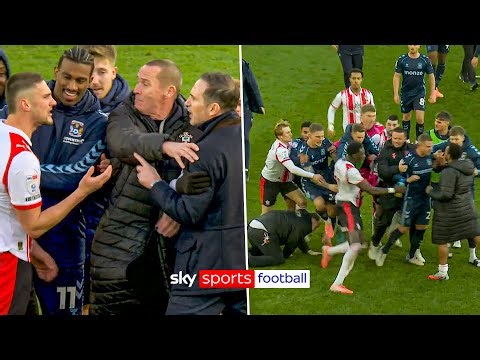 FIERY FULL-TIME SCENES as Coventry and Southampton players and staff clash after the final whistle 😳