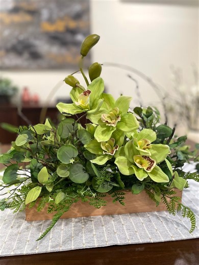 Luxury Orchid Centerpiece, Green Faux Orchid Arrangement, Elegant Silk Orchid Event Table Decor, Real Touch Flower Summer Home Decoration - Etsy