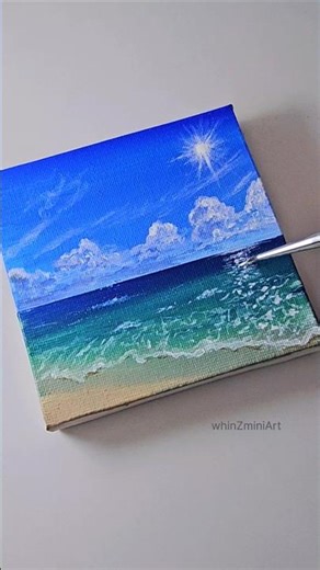 "Tropic Sun"🌊🌞✨ Easy painting idea for beginners #paintingtutorial #art #acrylicscenery #diy