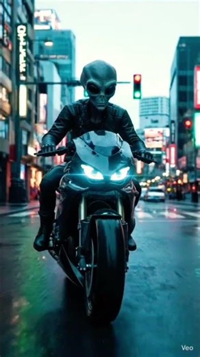 Real Alien spotted riding a bike on Earth?#Aliens #UFO #SpaceTravel #SciFi #BikerLife #EarthVisit