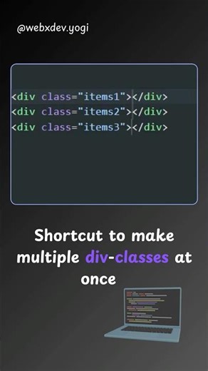 👨🏻‍💻Emmet shortcut to make multiple divs. #coder #coding #pythonanddjangofullstackwebdeveloper
