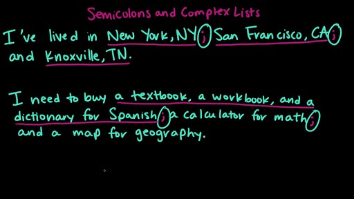 Semicolons and complex lists