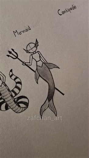 How to draw half animal body ✨️ (snake, mermaid & centipede) #drawing #art #tutorial #sketch #shorts