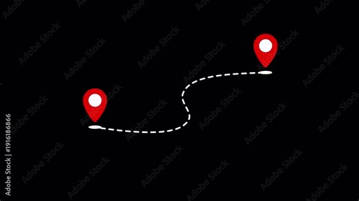 Curved Route Path Animation With Map Pin Alpha Channel Overlay