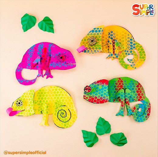 77K views · 2.5K reactions | Make some colorful chameleons to help start conversations about nature, science, habitats, reptiles, and colors! | Super Simple | Facebook