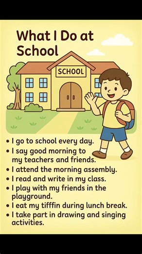 What I Do At School #kidslearn #essaywriting #kidsactivities #passage #Paragraph #kidslearning #englishlearning #ParagraphWriting #myschool #fblifestyle | kids learn | Facebook