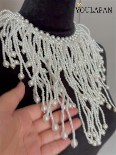 Luxury Fringe Pearl Bib Necklace | Dramatic Bridal Statement Neck Jewelry #wedding
