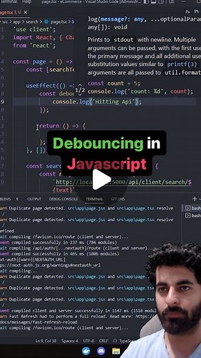 Neeraj Walia on Instagram: "Debouncing in Javascript. #coding #javascript #ezSnippet #debouncing #reactjs"