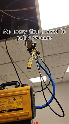 Thermo Knights on Instagram: "Me every time I need to pull a vacuum: 😎 I’ve invested in what I believe are the best vacuum pump and hoses available. The speed at which I can achieve a deep vacuum is impressive, and I have complete confidence in my readings thanks to the Fieldpiece vacuum gauge and core removal tool. The TruBlu hoses seal automatically, and their large diameter delivers exceptionally fast evacuation. Some might call it overkill, but I know I can confidently pull a true vacuum on
