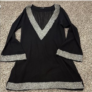 Elegant Black and Silver Women's Swim Coverup