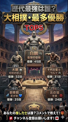 歴代最強は誰？大相撲・最多優勝ランキングTOP5