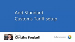 Add Standard Customs Tariff setup