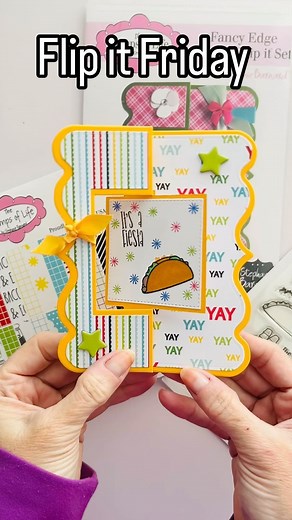 Flip it Friday!!! Hey everyone, check out this fun flip it that I made using the fancy edge square flip it and the pinatas2stamp set from The Stamps of Life. Happy crafting! #cards #flipitfriday #cardmaking #cardmakingfun #cardmakingvideo #create #stampsoflife #thestampsoflife #stephaniebarnard #simplebeezcreations #funcards #cardmaker #cardsofinstagram | Simplebeez Creations