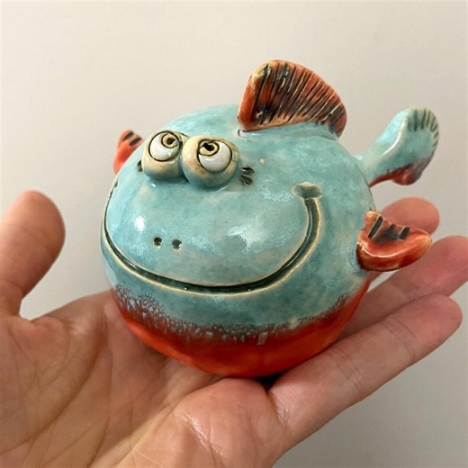 Ceramic Fish Figurine – Handmade Quirky Whimsical Pottery Decor, Funny Gift - Etsy