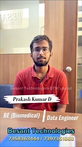 1.4K views | Congrats for B.E(Biomedical) to Data Engineer | Enroll...
