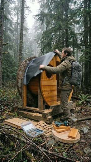 ✨ Secret Forest Hideaway Made From a Cable Reel | Off Grid Satisfying Build Timelapse