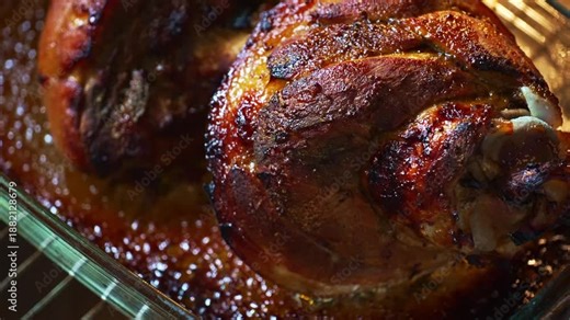 Roasted pork knuckle with crispy golden skin.