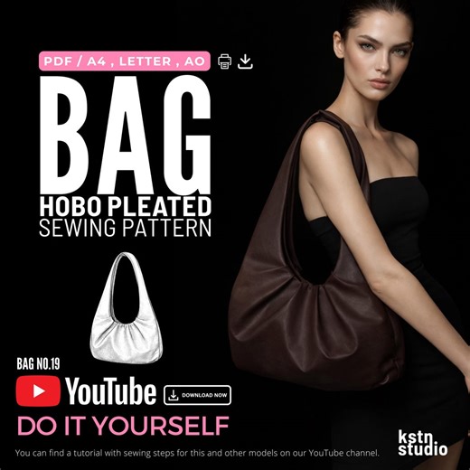 Hobo Bag – Slouchy Pleated Shoulder Bag PDF Sewing Pattern   Tutorial - Etsy