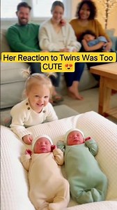 Her Reaction to Twins Was Too CUTE 😍” #youtubeshorts #cute #funnyvideos #dad #daddy #shorts #short