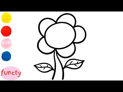 How to draw and color a flower for kids