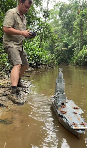 Testing a Giant RC Aircraft Carrier in the Jungle River