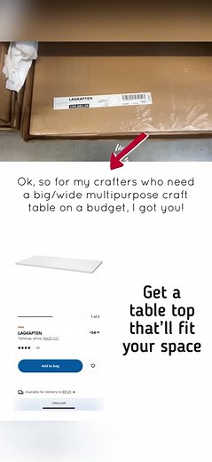 IKEA Craft Table Hack! Build your own on a budget, this table is wide and long but there are a ton of sizes you can choose from! #ikeahack #diyproject #craftroomorganization #craftroomhacks #cricuttable #buildatable