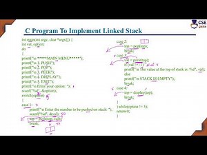 C Program to implement Stack Operations using Linked List | L 25 | Data Structures & Applications