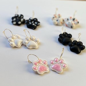 Paw Print Earrings – Handmade Polymer Clay Cat & Dog Paw Jewelry, Cute Pet Lover Gift, Minimal Animal Earrings - Etsy