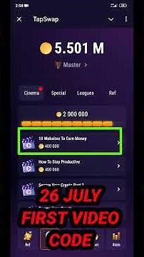 TapSwap 10 Websites To Earn Money Code | TapSwap 26 July Video Code | TapSwap 26 July Mission Code