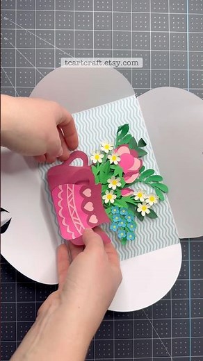 NEW Tutorial! 🩷3D Flowers in Teapot Pop Up Card 🩷 #diypopupcard