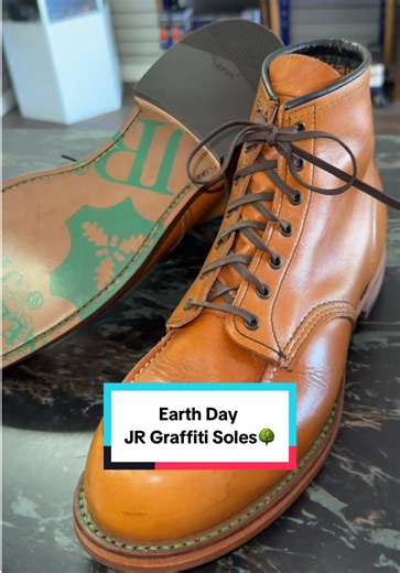 Happy Earth Day! Did you know that shoe repair is one of the worlds oldest forms of recycling? 🍀 Relax & unwind as I put on a JR graffiti sole with green thread🌳 #recraft #earthday #americascobbler #mensfashion #asmr