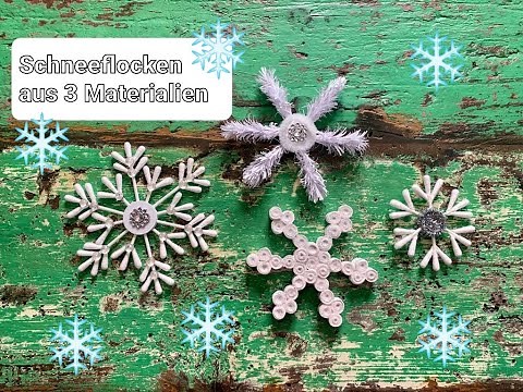 Schneeflocken basteln/ 3 Ideen/ aus 3 verschiedenen Materialen/ sehr einfach ❄️