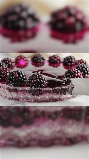 Blackberry Glass Tart Slicing 🔪💜 | Jelly ASMR That Looks Like Crushed Crystal