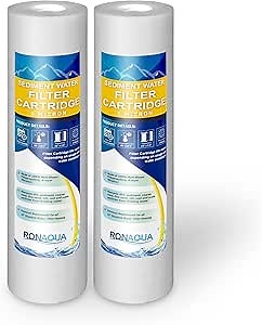 Ronaqua 5 Micron Sediment Water Filter Cartridge 10"x2.5", NSF Certified, 4-Layer Filtration for any 10-inch RO Units & Whole House Systems, Compatible with Culligan P5, AP110, WHKF-GD05, 2 Pack