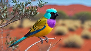 The Gouldian finch (Erythrura gouldiae), sometimes called the Lady Gouldian finch, Gould's finch, or rainbow finch, is a vibrant songbird native to Australia