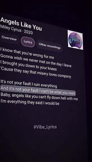 Miley Cyrus Angels Like You Lyrics