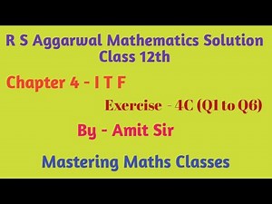 R S Aggarwal Solution Class 12th Maths / Inverse Trigonometric Function/ Ex - 4C ( Q1 to Q6) (Hindi)
