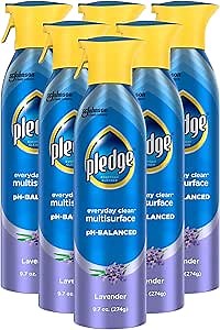 Pledge Multisurface Cleaner Spray, Fresh Lavender Scent - Electronic, Stainless Steel & Glass Cleaner, 9.7 oz, Pack of 6