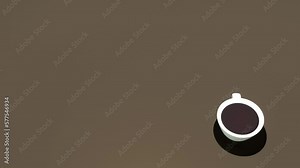 The coffee mug rotates on its axis against a beautiful background. Endless beautiful animation of the rotation of the coffee cup. Loop animation.