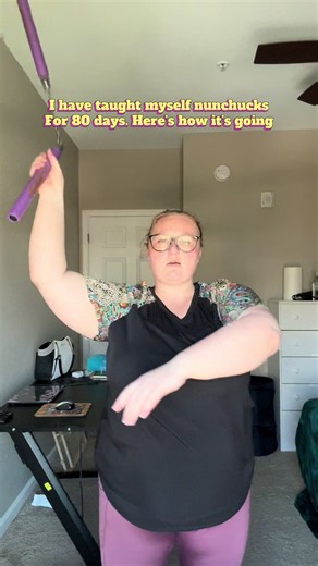 Justina (@redheadladynerd)’s video of nunchucks in combat