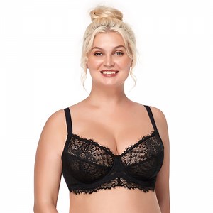 HSIA Minimizer Bra for Women - Plus Size Underwire Lace Unlined Non Padded Bra,Black,44D