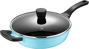 Bergner - Retro Cookware - Pots and Pans Set Nonstick - Induction Cookware Suitable for all Stove Types - Dishwasher Safe - Covered Saute Pan - 11"/4 Quart - Blue