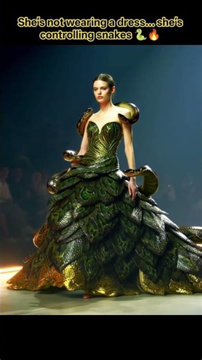 She Wore a Dress Made of LIVE Snakes 🐍😳 #shorts #fashion