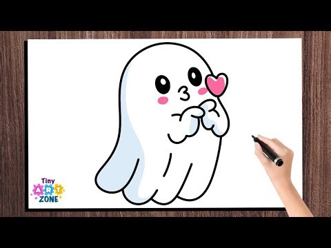 How to Draw a Cute Lovely Ghost | Easy Love Ghost Drawing Tutorial